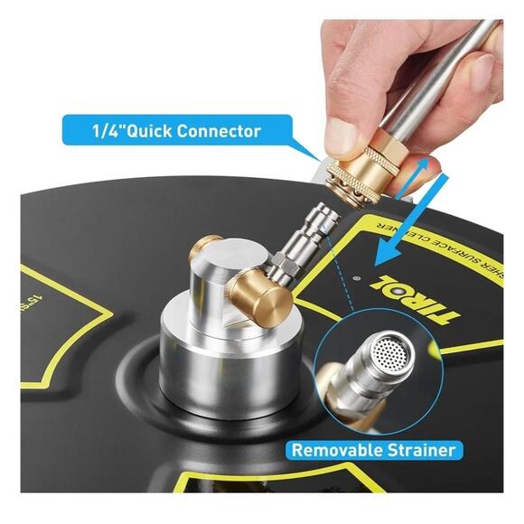 15" Pressure Washer Surface Cleaner 4000 PSI, Wheels Stainless Steel Attachment - Picture 5 of 7
